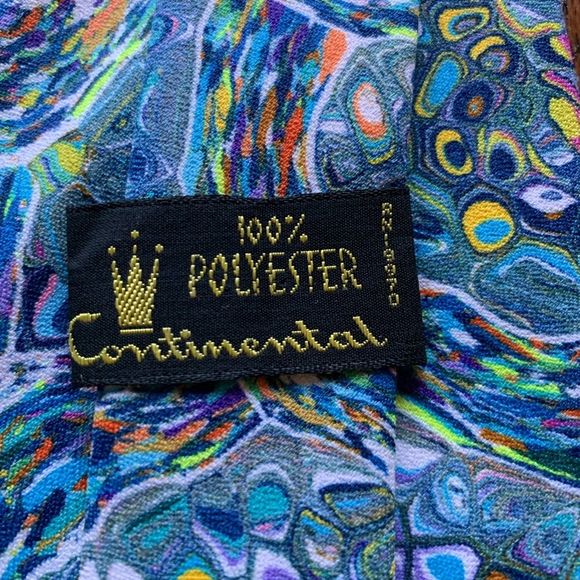 Vintage Continental Necktie Blue Kaleidoscope Inspired Van Gogh Print - Picture 9 of 11